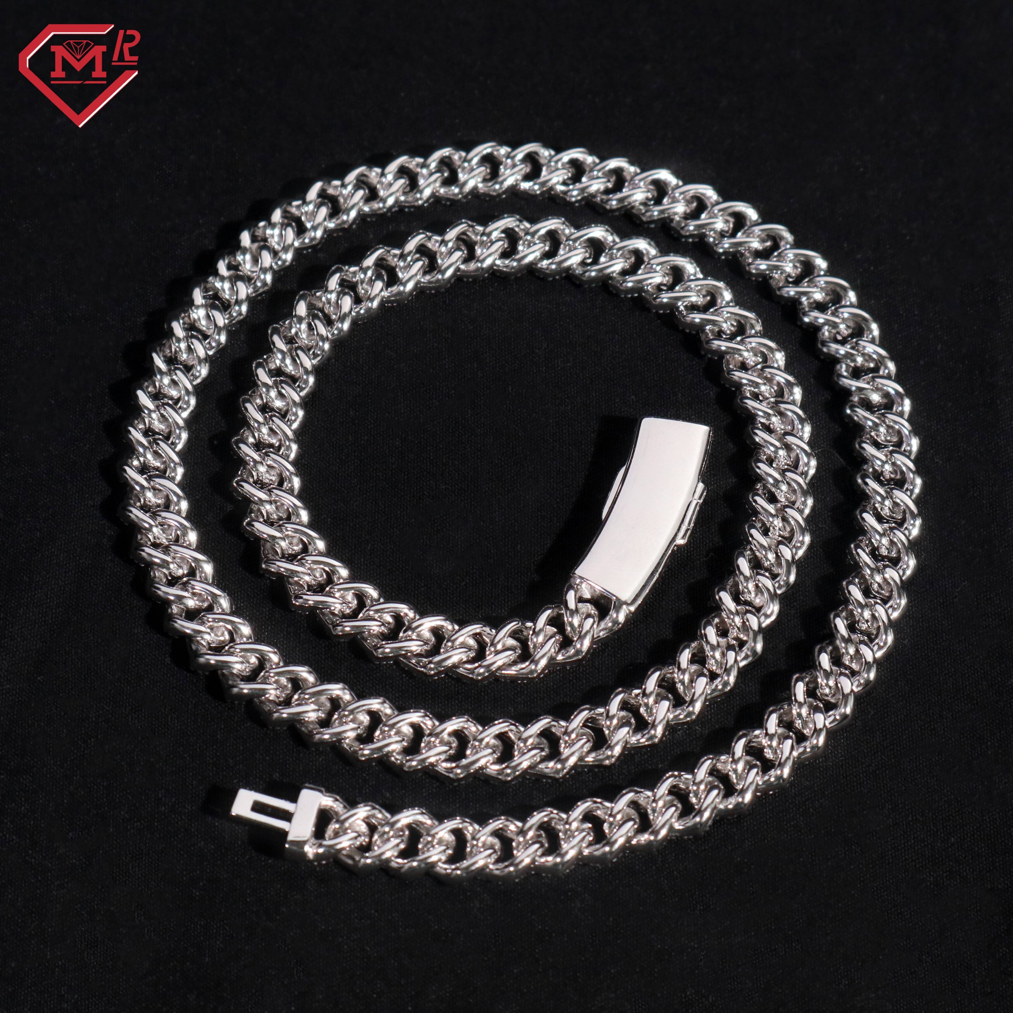 Hip Hop Jewelry Cuban Link Chain 925 Silver Custom Iced Out Clasp Gra Certified VVS Moissanite Cuban Chain