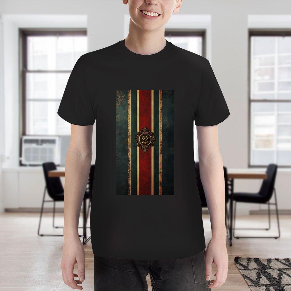 ddmywed Boy and girl Children's T-shirt T-shirt with an image of a red and gold striped flag