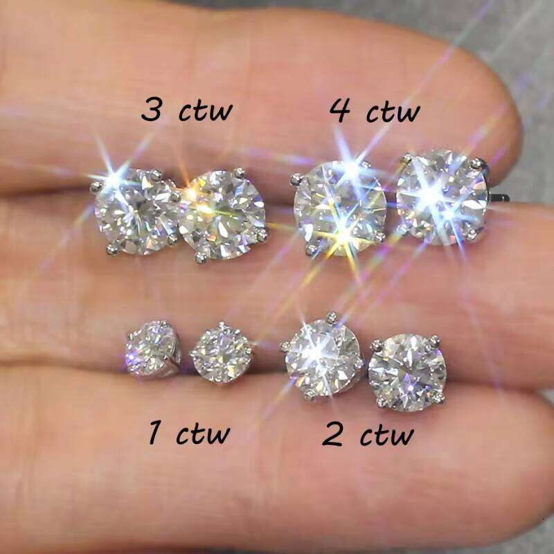 Fashion Stud 10K Solid White Gold GRA Certificate Round Cut Best Selling Moissanite Earrings