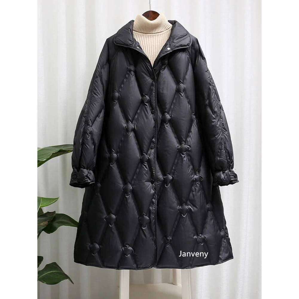 Janveny Ultra Light Women's Long Puffer Jacket Female Feather Parkas Lightweight Slim 90% Duck Down Coat With Belt Waterproof MDNG