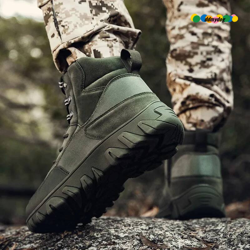 Men's Shoes, Outdoor Beach Shoes Rubber Soled Midsole Green Military Hiking Ankle Boots Design ddmydog