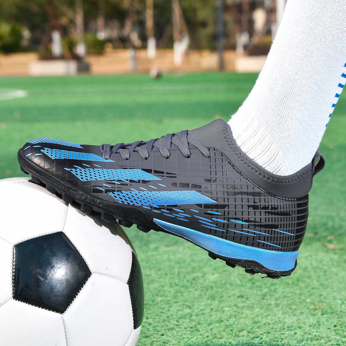 Black Orange Green Fragment Stud Football Shoes - High School & Junior Boys' Sizes