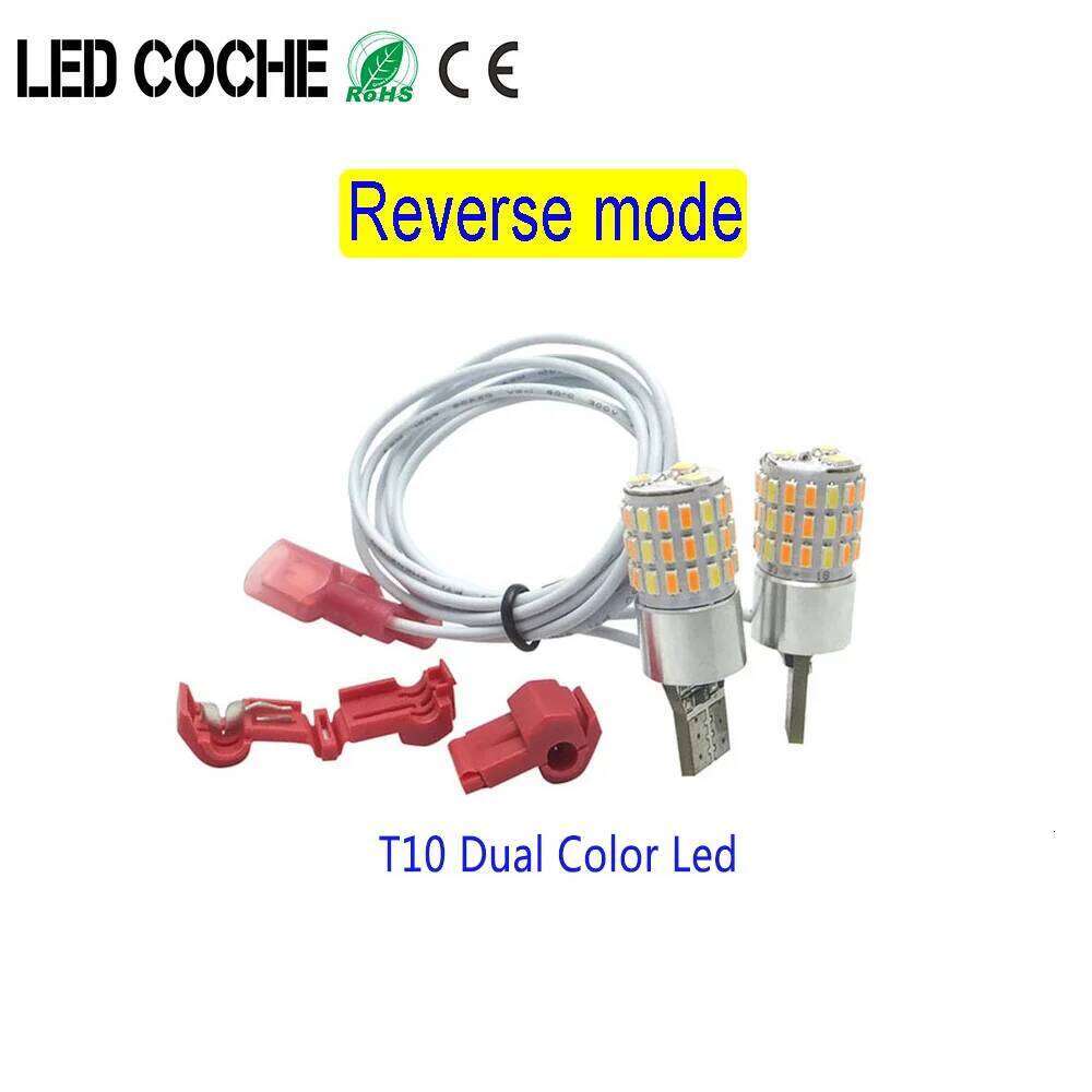 Coche Motorcycle Bike Reverse T10 Led W5w Dual Color Side Light Drl Turn Signal Bulbs White and Amber Pack of 2