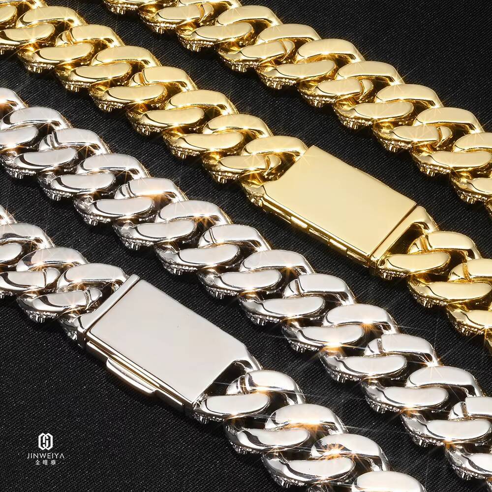 JWY Fully Iced Out 14mm Cuban Chain VVS Moissanite Hip Hop Jewelry for Rappers New Style Necklace