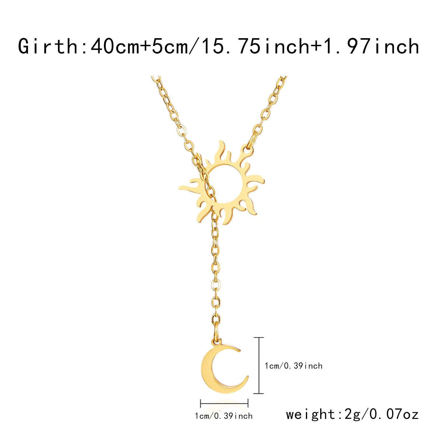Hot New Planet Moon Stainless Steel Double Layer Necklace fashion Plated 18K Gold Female Geometric Stud Earrings