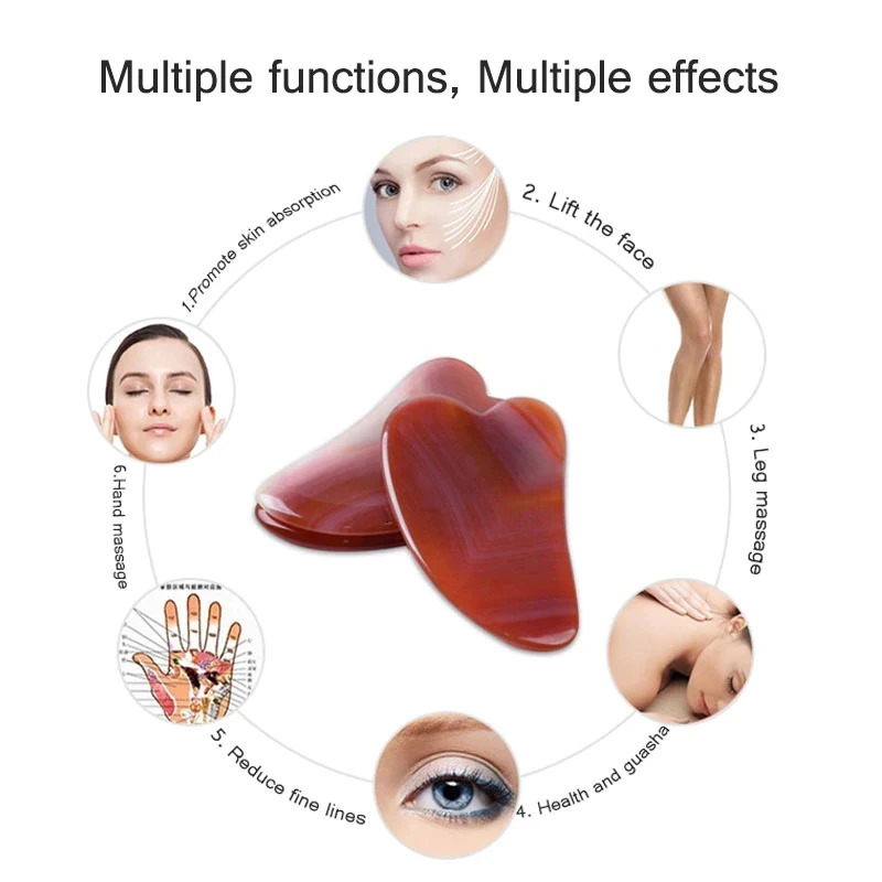 Natural Red Agate Board Jade Massager Gouache Scraper Facial Body Guasha Sap Cupuncture Point Massage Skin Care 250716