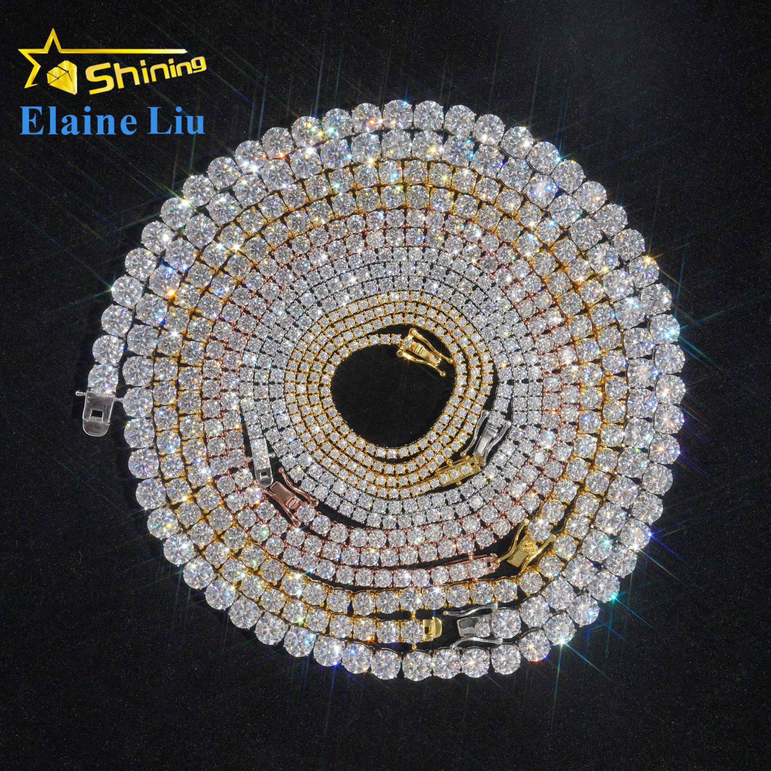 Wholesale Price RTS Tennis Bracelet Necklace Sterling Silver 925 Vvs Moissanite Diamond Hip Hop Jewelry Iced Out Tennis Chain