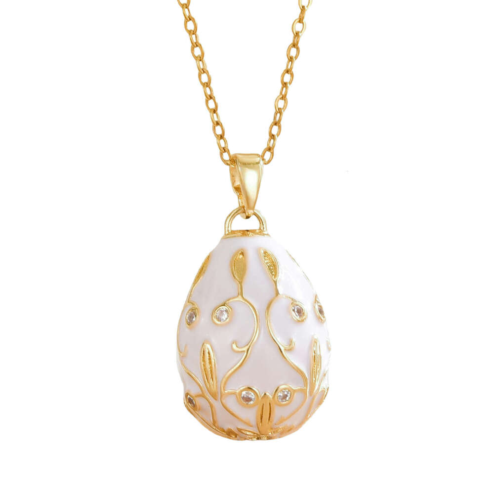 New Russian Style Colorful Egg Oil Drop Geometric Creative Pendant High Color Retention Copper Plated Jewelry Elegant Versatile Necklace 915