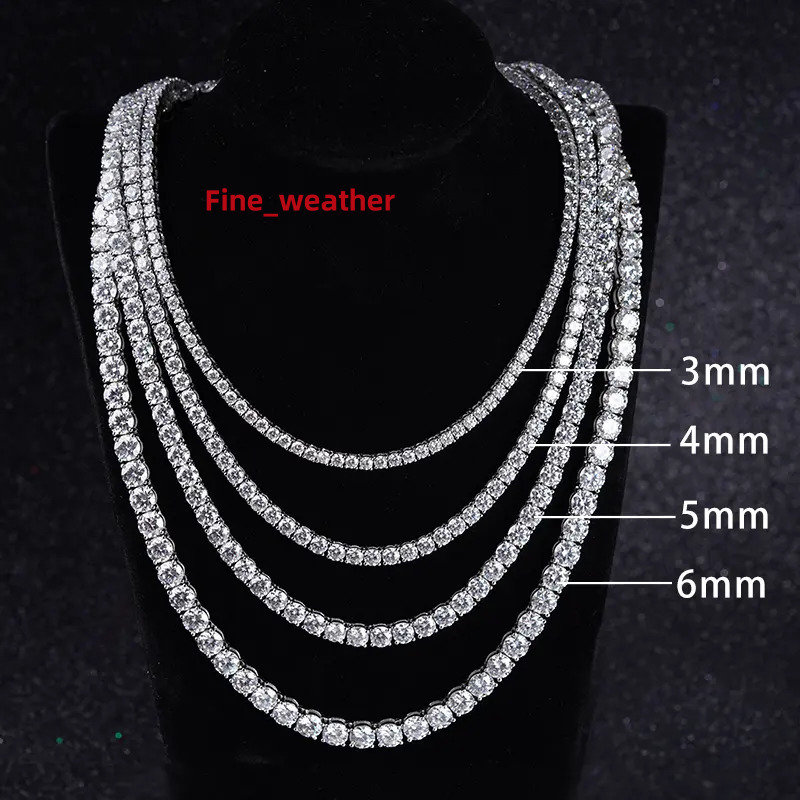 Luxury 3mm Moissanite Necklace with S925 Sterling Silver Chain Gold Plating Tennis CED Out Design