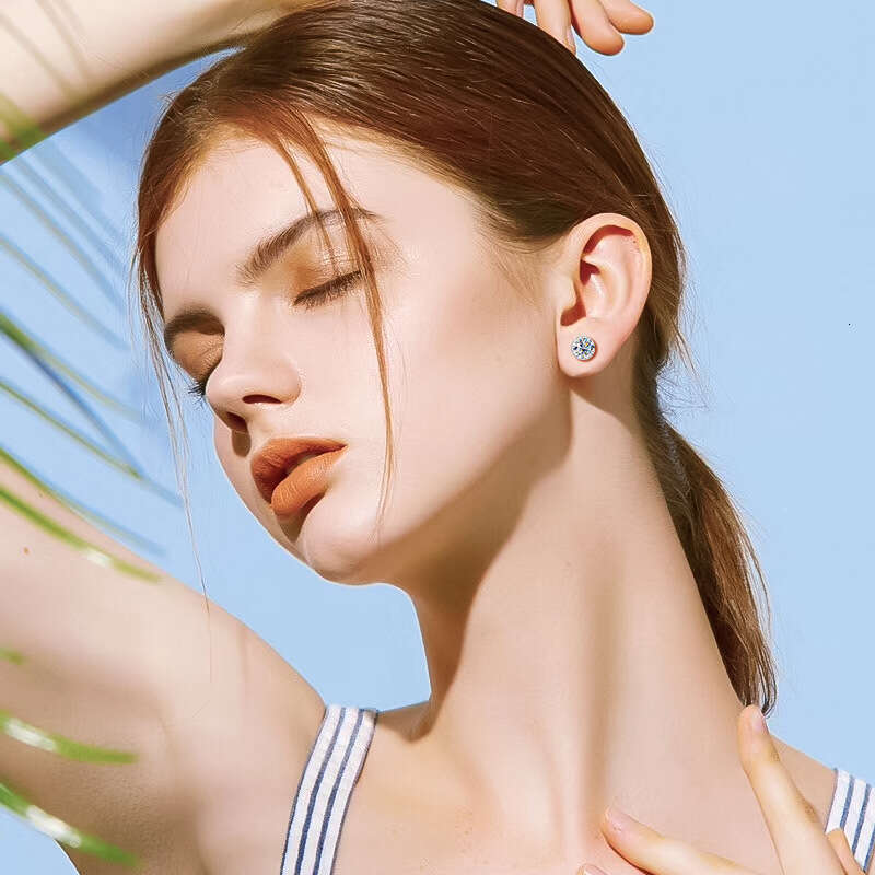 Seiko Moissanite Sier Gold Plated Niche Design Earrings 39C