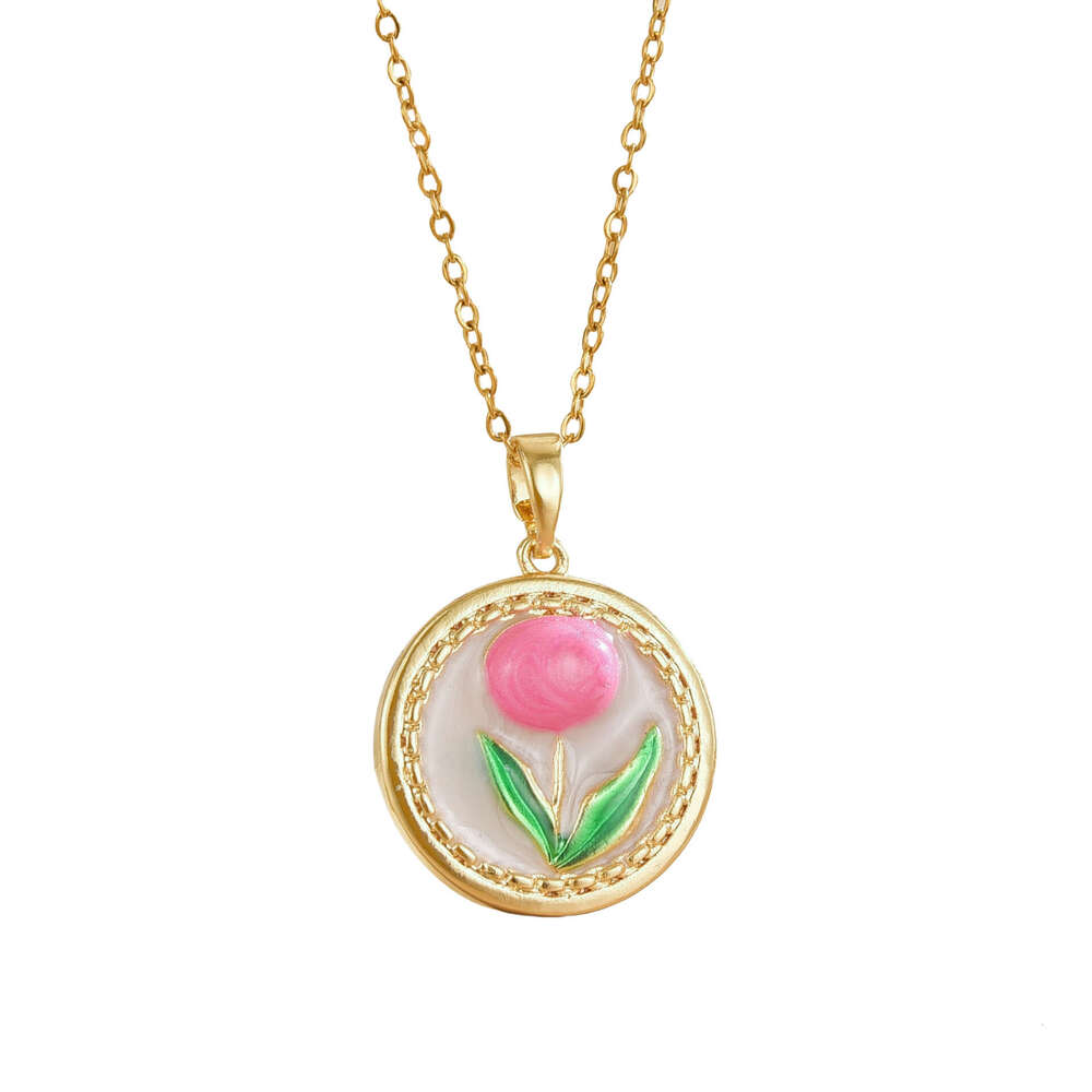 Monet Garden Oil Painting Style Simple Flower Design High-End Necklace For Women Niche Exquisite Versatile Collarbone Chain 617