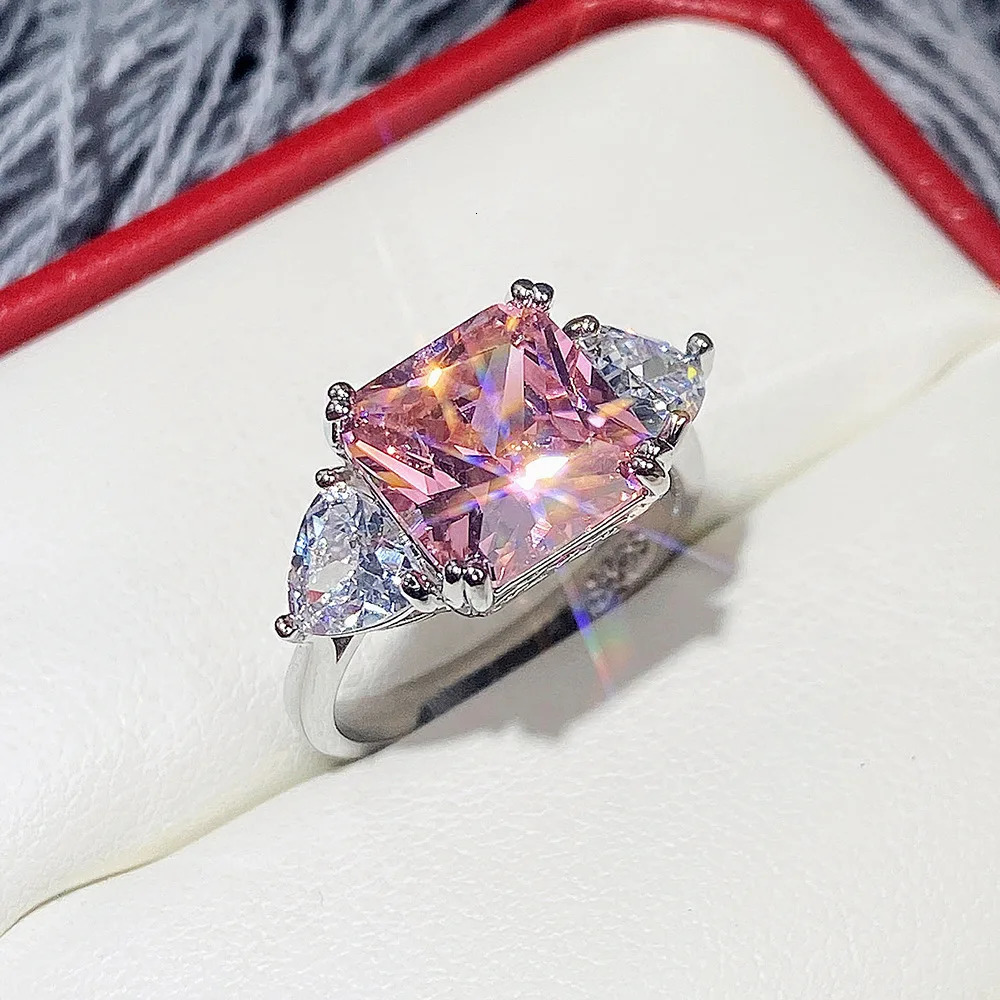 High Quality Big Pink Yellow White Zircon Rings for Women Full CZ Wedding Rings Ladies Girls Party Jewelry Gifts 250716