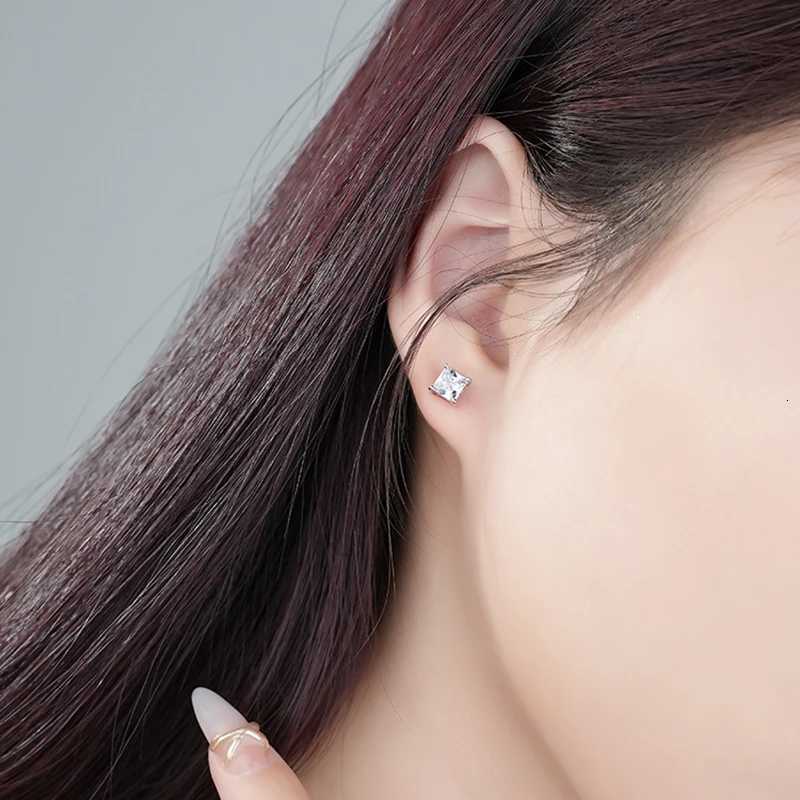 Genuine 925 Sterling Silver High-Quality Fashion Jewelry Square Crystal Stud Earrings For Women New XY0284 y250715