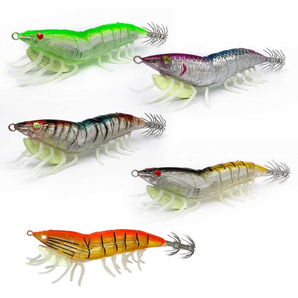 Squid Bait Squid Hook Wood Shrimp Squid Hook Soft Leg Shrimp Lure Bait 3D Flash Shrimp 10*5cm Shallow Minnow Longcast Z250717