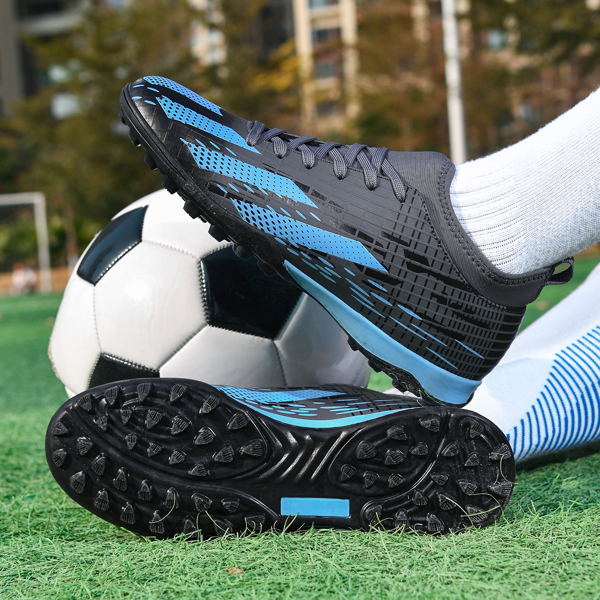 Black Orange Green Fragment Stud Football Shoes - High School & Junior Boys' Sizes