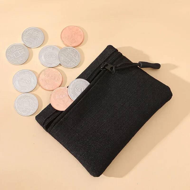 Canvas Simple Zipper Kid Storage Pouch Money Pocket Solid Color Coin Key Bag Women Men Cute Wallet Mini Purse