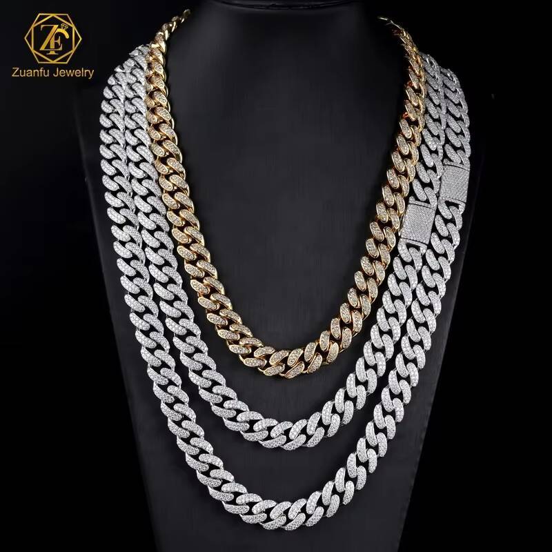 Hip Hop Jewelry Iced Chain Moissanite Clasp Cuban Link Chain 925 Sterling Silver 6/8/10/14/18mm Miami Cuban Bracelet