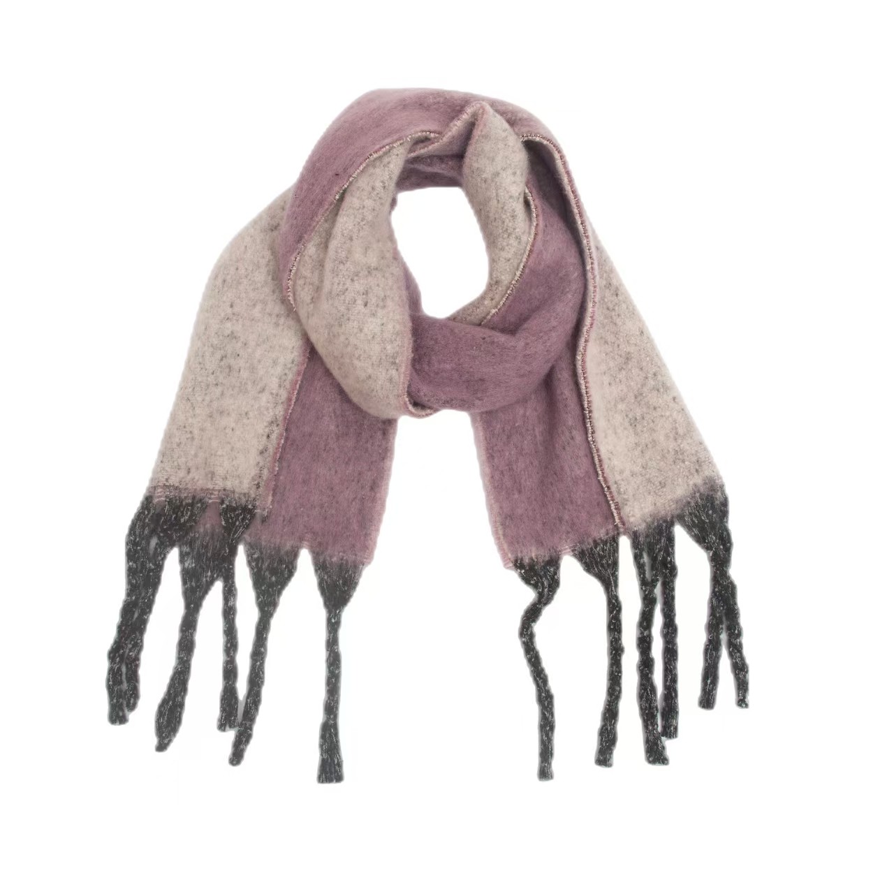 T1236 New Shawl European and American Winter Thickened Neck Circle Yarn Thick Tassel Gradient Color Scarf