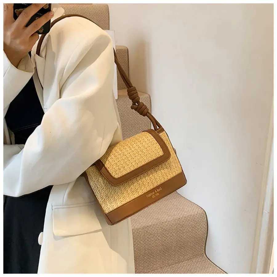 Rainbow beach bag womens woven single shoulder armpit bag simple and stylish crossbody bag Z250717