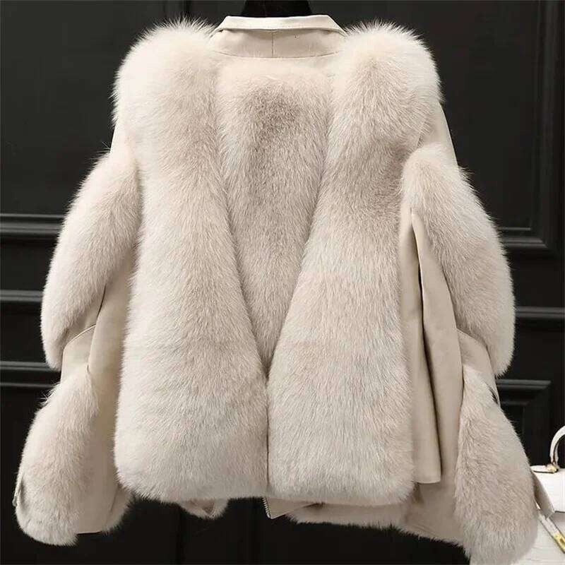 Designer Clothing 2025 New Autumn Winter Imitation Fox Jacket For Women's Fashion Loose Short Zipper Faux Fur Coat Female Motorcycle Jackets Fash