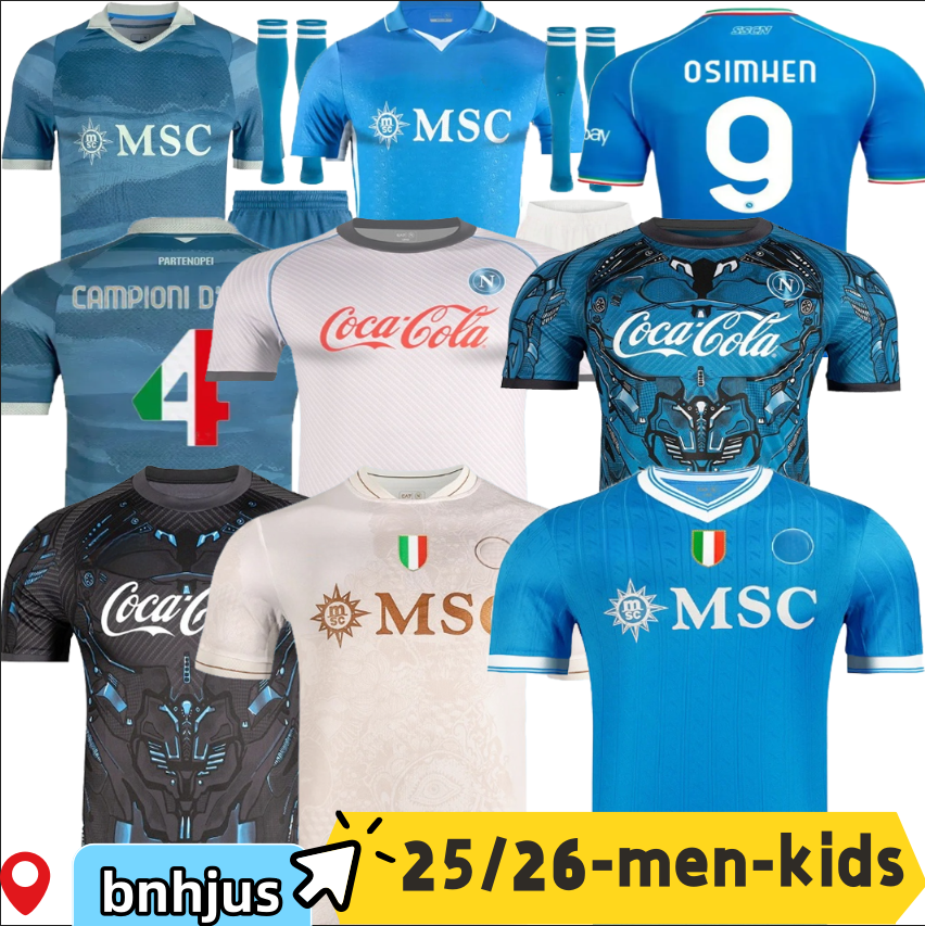 25 26 DE BRUYNE Napoli Soccer Jerseys Maglietta OSIMHEN KVARATSKHELIA 2025 2026 LUKAKU Di Lorenzo MAGLIA MERTENS McTOMINAY MILIK Football Shirts Men Kids kit