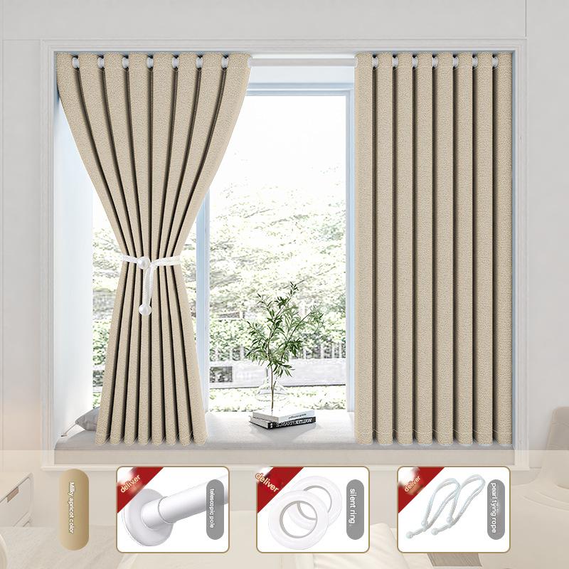 YL-36704 bedroom blackout curtain, no need to punch holes, installation with telescopic rod, a complete set of partitions, sunshade and sun protection