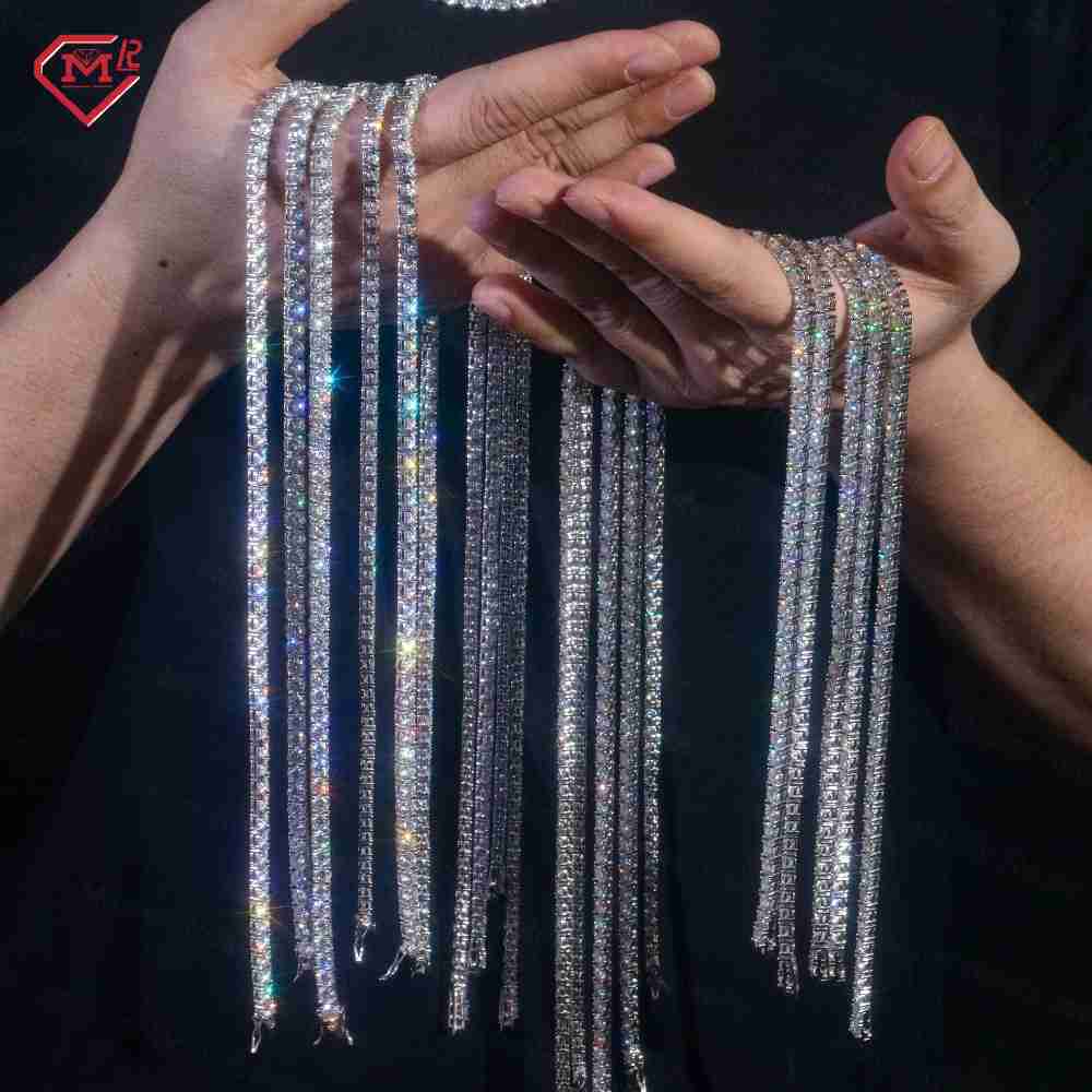 Wholesale Price 3mm 4mm 5mm Tennis Chain Necklace VVS Iced Out 925 Silver Fine Jewelry Moissanite Tennis Chain