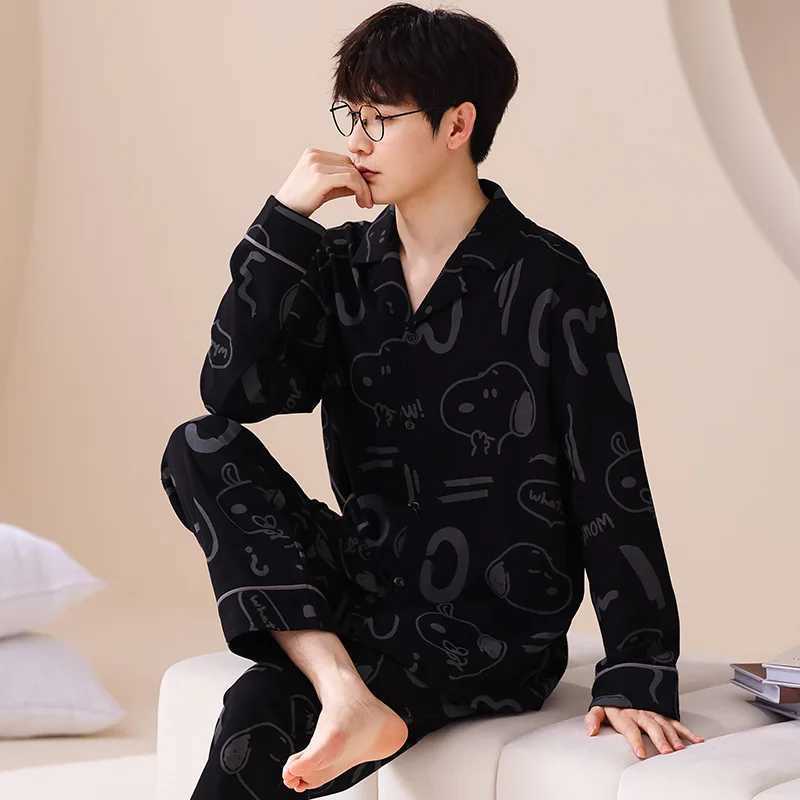 Cotton Pajamas Mens Spring and Autumn Long Sleeve Pants Men Can Wear A Large Size Home Suit Cozy Thermal Pajamas for Both Men and Women W250717