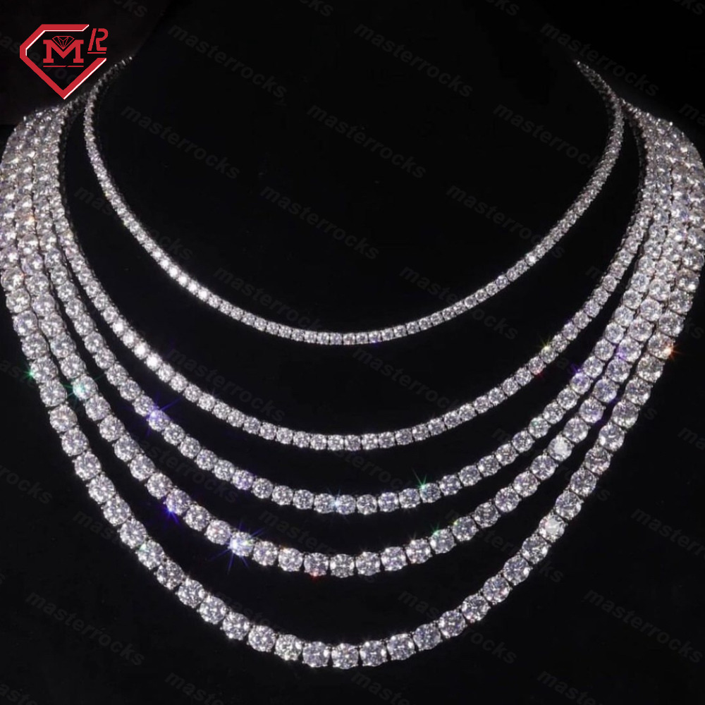 Full Size Moissanite 925 Silver Tennis Necklace Factory Price Iced Out Moissanite Diamond Tennis Chain