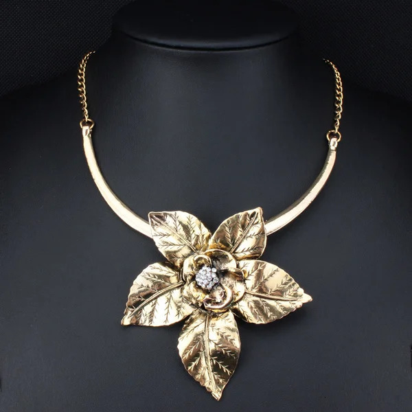 Fashion Long Vintage Jewelry Antique Big Flower Pendant Necklace Statement Choker Necklace Pendants For Women XLL173 250716