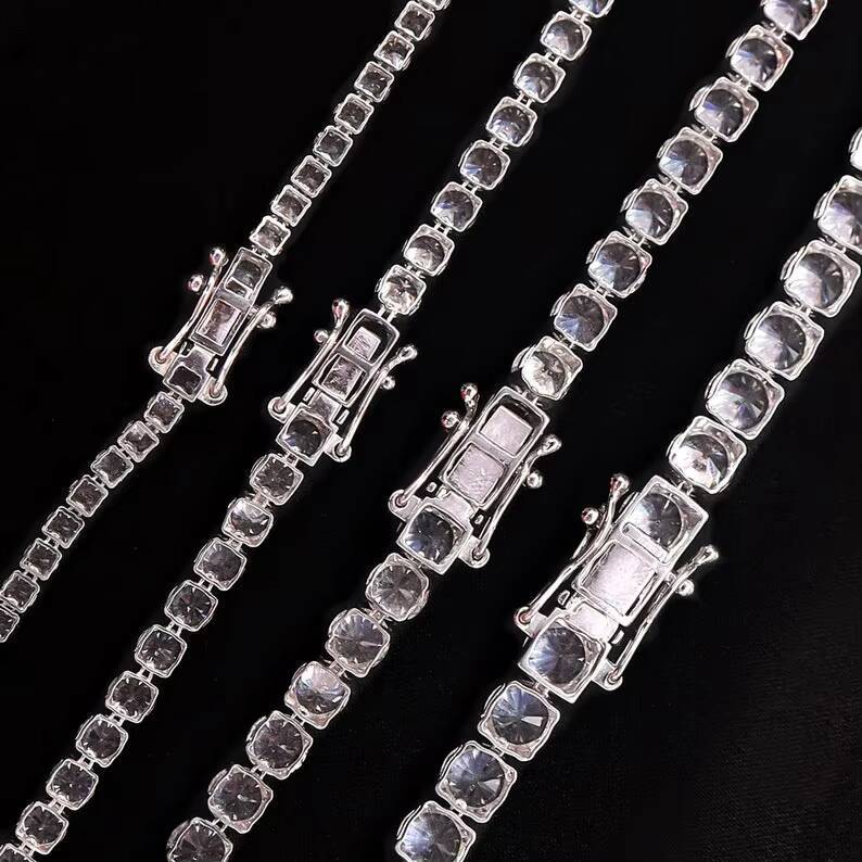 Hiphop Tennis Chain 10K Solid Gold 3mm/4mm/5mm Hand Setting VVS Moissanite Tennis Chain