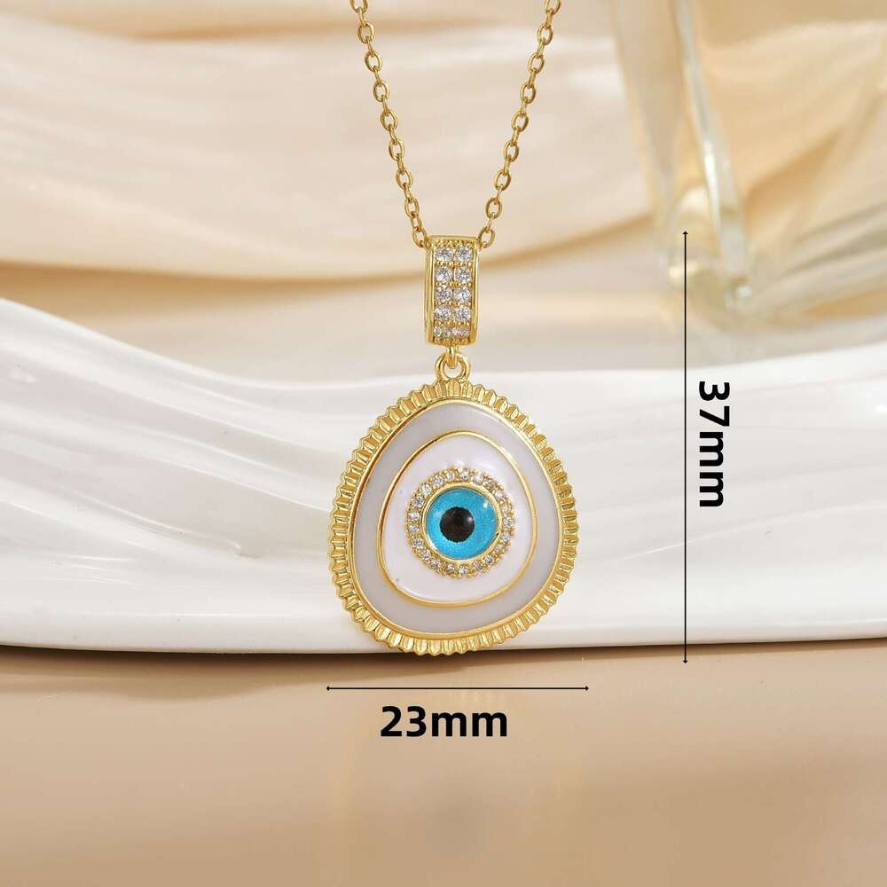 Exaggerated Demon Zircon Pendant Necklace Titanium Steel Copper Gold-Plated Eye Design Clavicle Chain Ed7