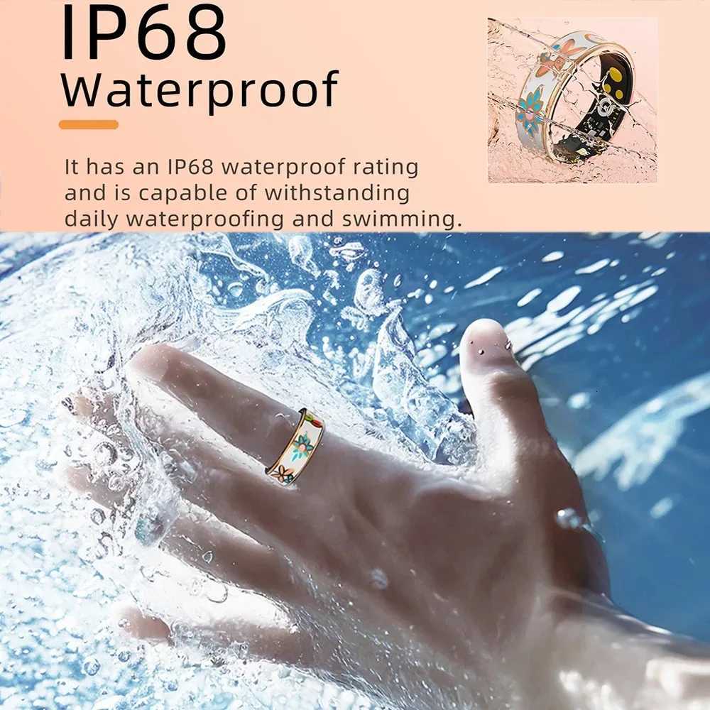18 Color Enamel Fashion Women Smart Ring Female Stainless Steel Intelligent Finger Ring Lady IP68 Waterproof Fitness Tracker W250717