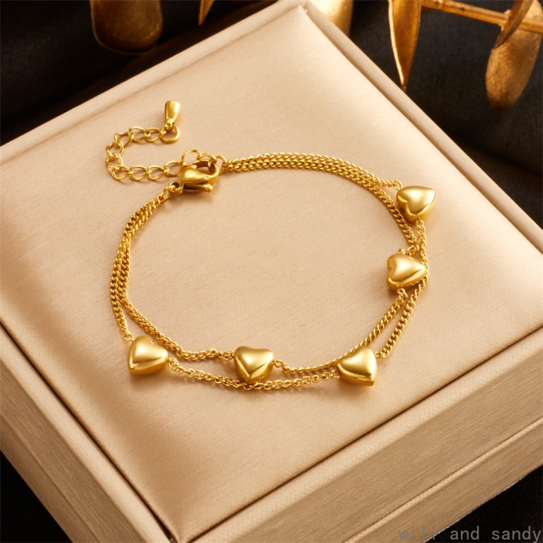 18k Gold Plated Chain Iced Out Stack Bracelet Designer Jewelry Heart Butterfly Tree Charm Bracelets Cuff Fine Jewelry for Women Birthday Wedding Mothe