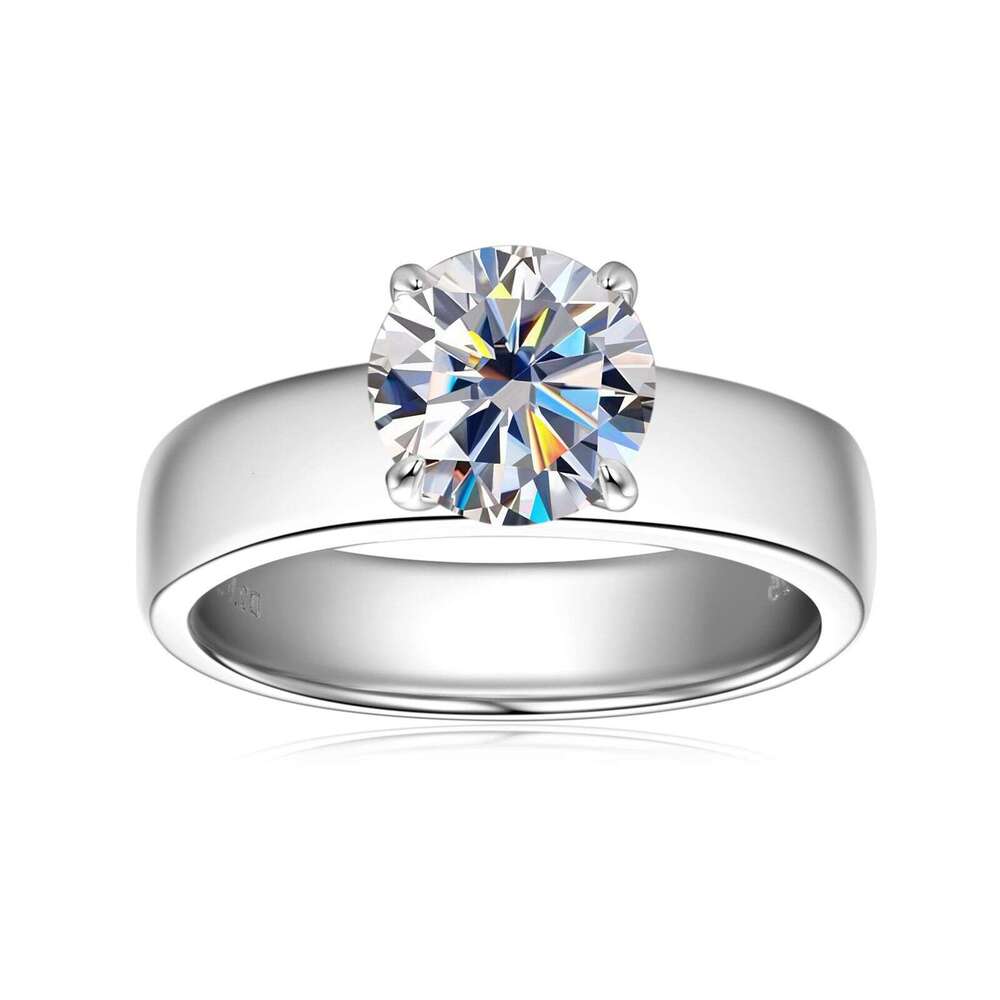 Simple Classic Women's 2 fashion D Color Moissanite Silver Gold Plated Ring 13D