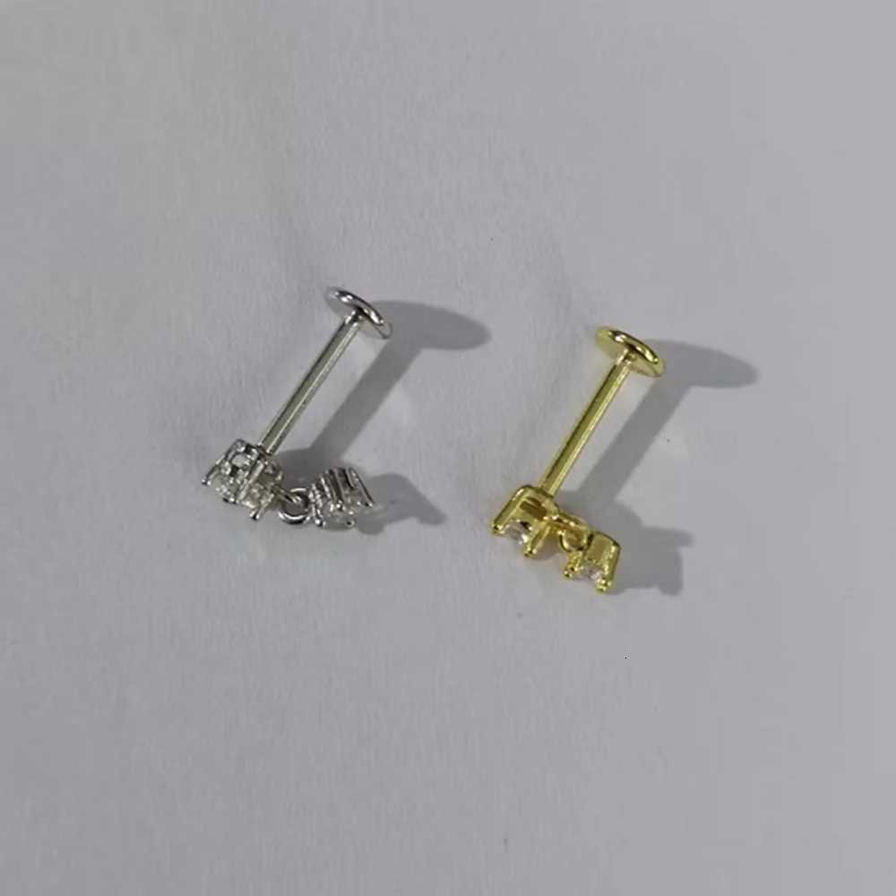 1pc 925 Sterling Silver Mini Zircon Thick Flat Screw Back Drop Earrings For Women Gold Piercing Stud Earrings Jewelry y250715