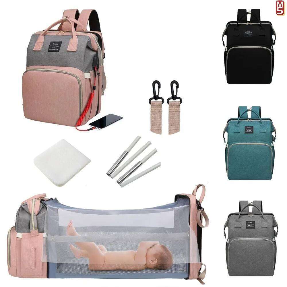 New Arrival Foldable Mommy With Crib Bed Large Capacity For Travel And Daily Use Diaper Bag Backpack