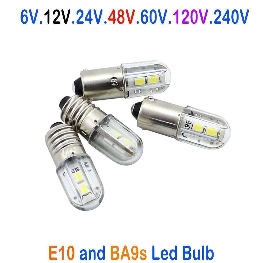 5PCS Car Auto BA9S T4W E10 6.3V 12V 48v Led Interior Lamp Bulb H5W Parking DRL License Plate Light