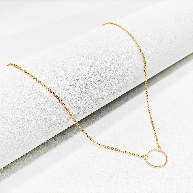 2024 Trendy New Minimalist Circle Pendants Necklaces for Women Eternity Collares Gold Color Chain Simple Design Neck Jewelry XJ250717