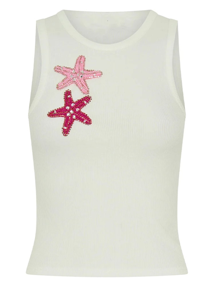 Sexy Sequin Bead Skirt Set Starfish Solid Sleeveless Backless Slim Vest Shiny Mini Skirts Summer Beach Holiday Outfits Lady 250714