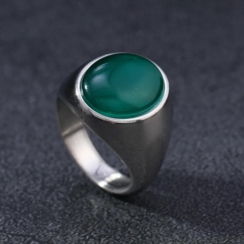 Vintage 316L Stainless Steel Black Pink Green Stone Ring For Women Men Finger Fashion Jewelry Accessories 6-12 Big Size 250716