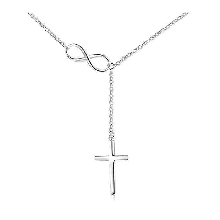 Simple Vintage 8 Shape Cross Jesus Pendant Choker Necklace for Women Trendy Goth Thin Chain Aesthetic Wed Jewelry Accessories XJ250717