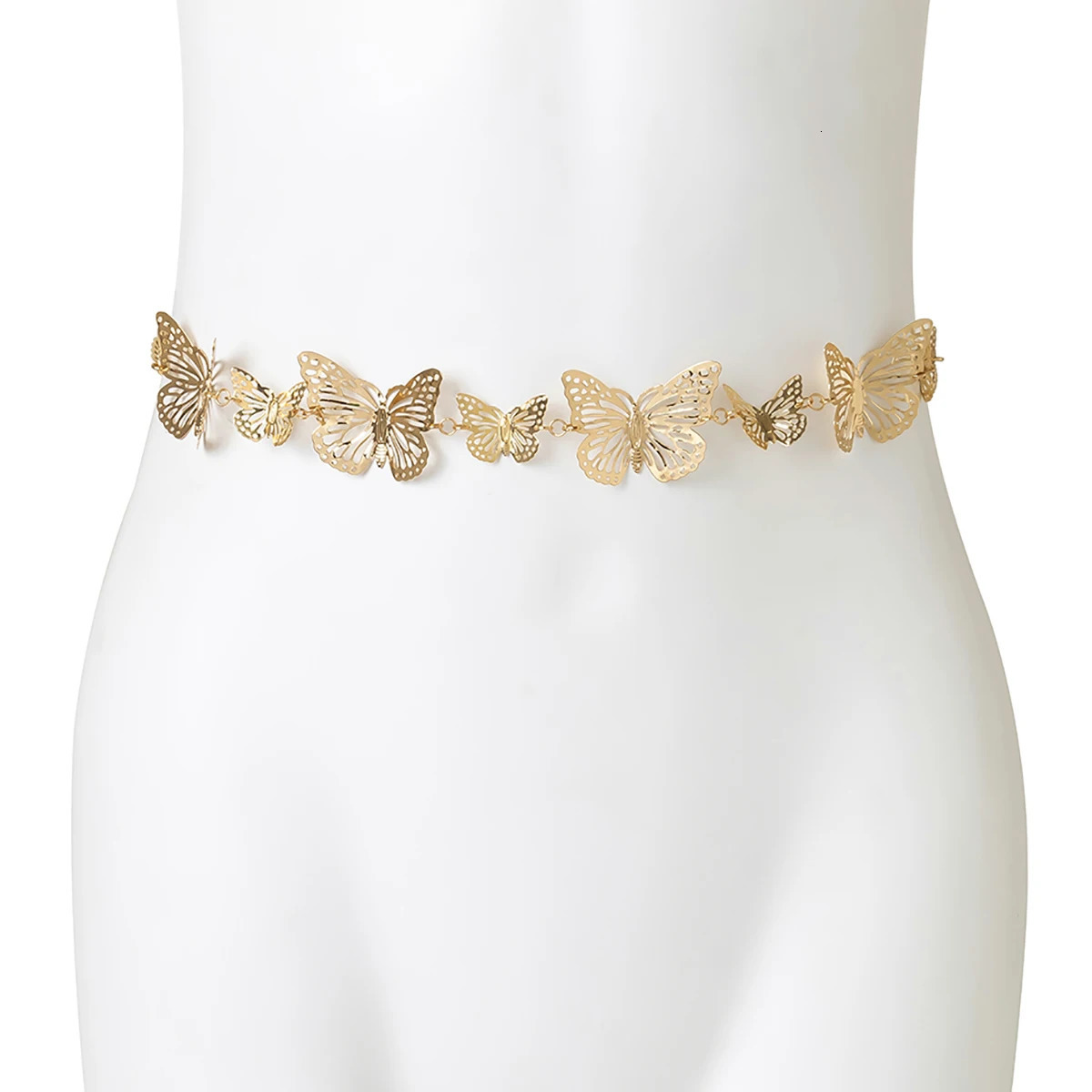Salircon Punk Metal Three-dimensional Hollow Butterfly Waist Chain Trend Metal Body Chain Hip-hop Sexy Summer Beach Jewelry 250716