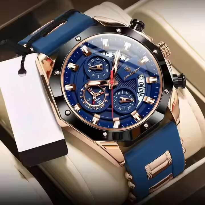 DHwatches Men's Sports Chronograph Watch - 50M Waterproof Silicone Strap Quartz Wristwatch with Date & Tachymeter (Model 913)