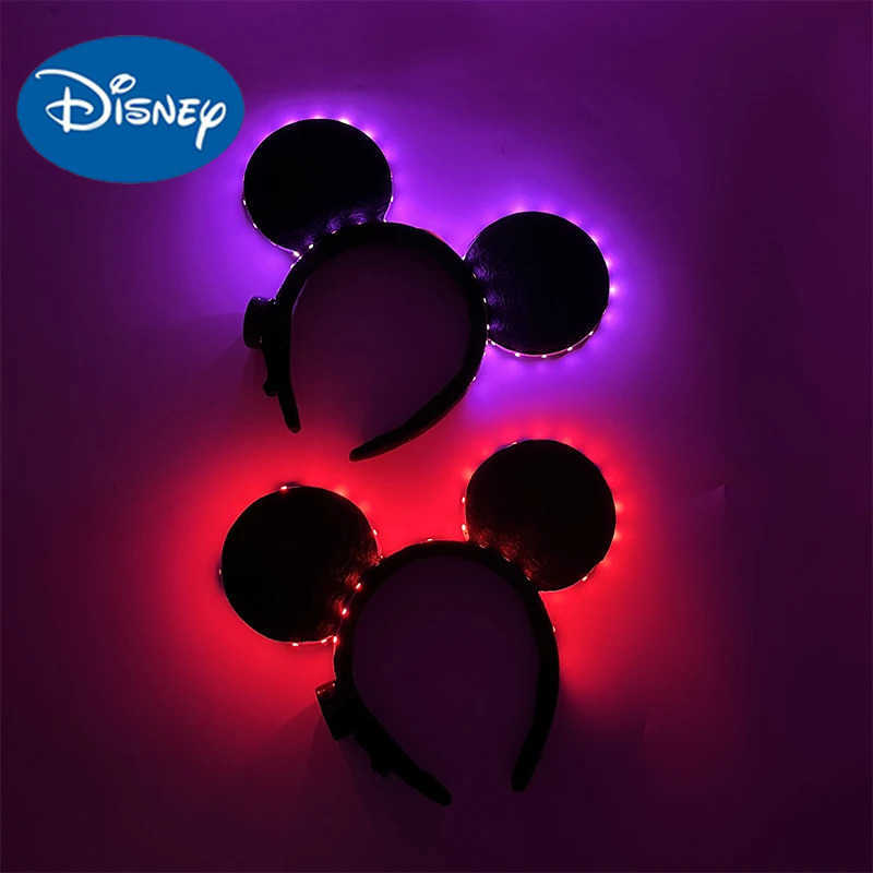 Disney Lovely Glowing Mouse Ear Headband Luminous Light Up Hairband For Girls Neon Headwear Cosplay Hair Band Hair Accessories W250717