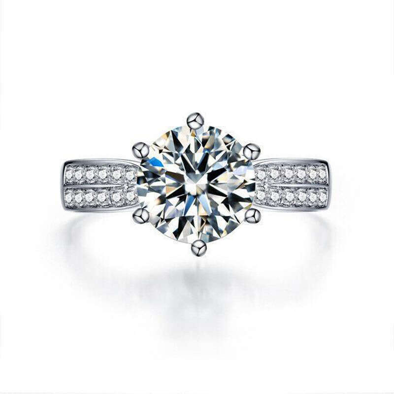 Starlight Queen Platinum Plated Open Adjustable Imitation Silver Women's Ring Moissanite f32
