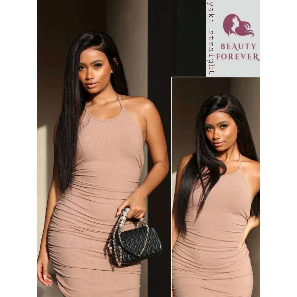 Beautyforever NEW Elastic Drawstring Human Yaki Straight 7x5 Bye Knots Wear and Go Glueless Wig Raw Hair