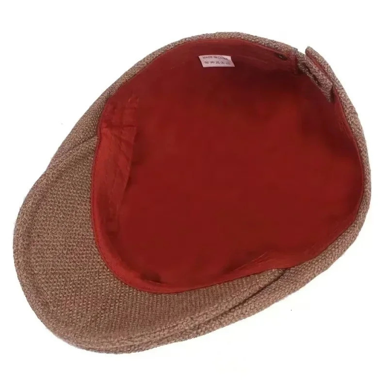 Retro Flat Caps for Men Cotton Linen Duckbill Ivy Cap Women Vintage Solid Orange Casual Autumn Beret Cabbie Cap Unisex 250716