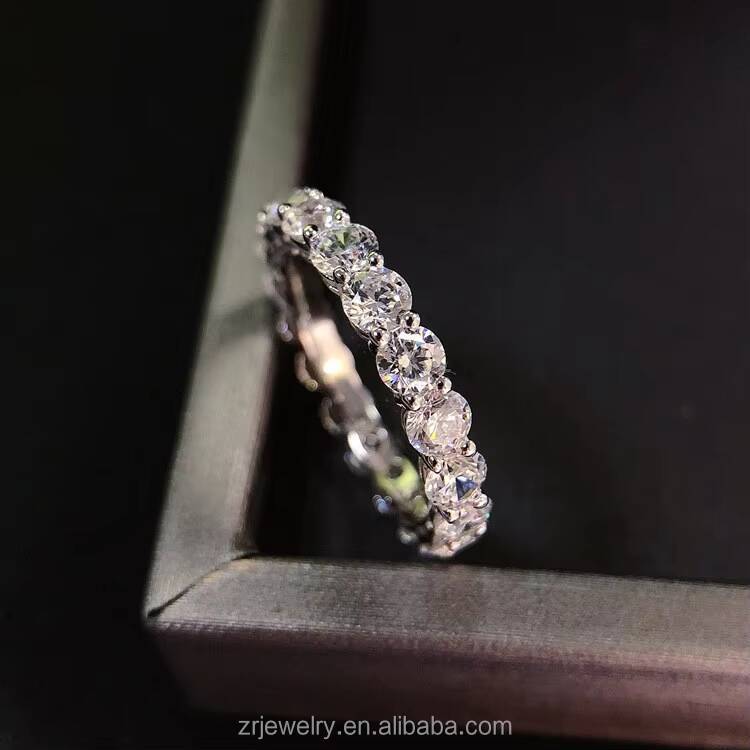 Full Moissanite Diamond Ring White Gold Plated Silver Ring 925 Sterling Sliver Women Wedding Engagement Jewelry