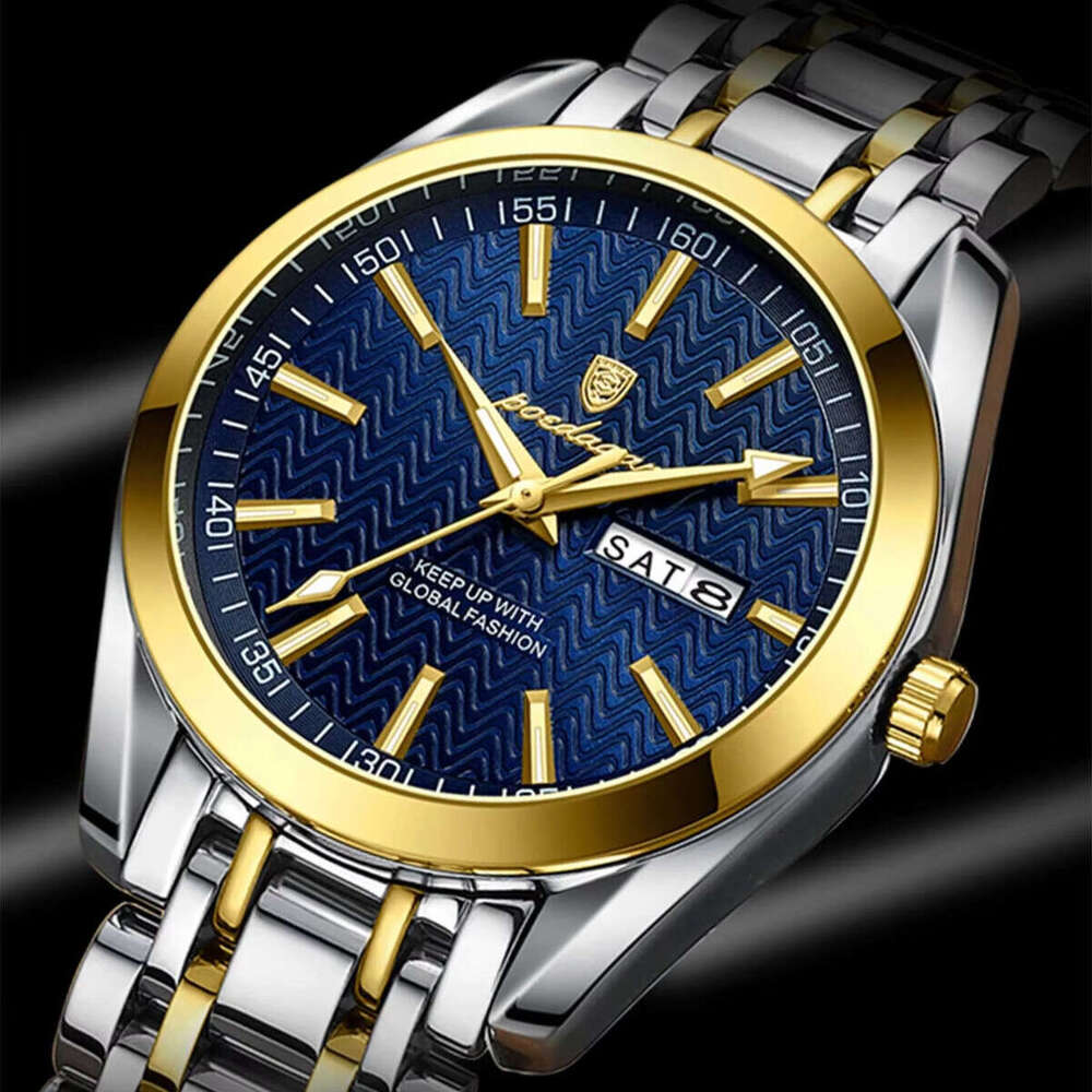 DHgargets Men's Waterproof Watch - 50M Stainless Steel Quartz with Day & Date, Luminous (Model 962)